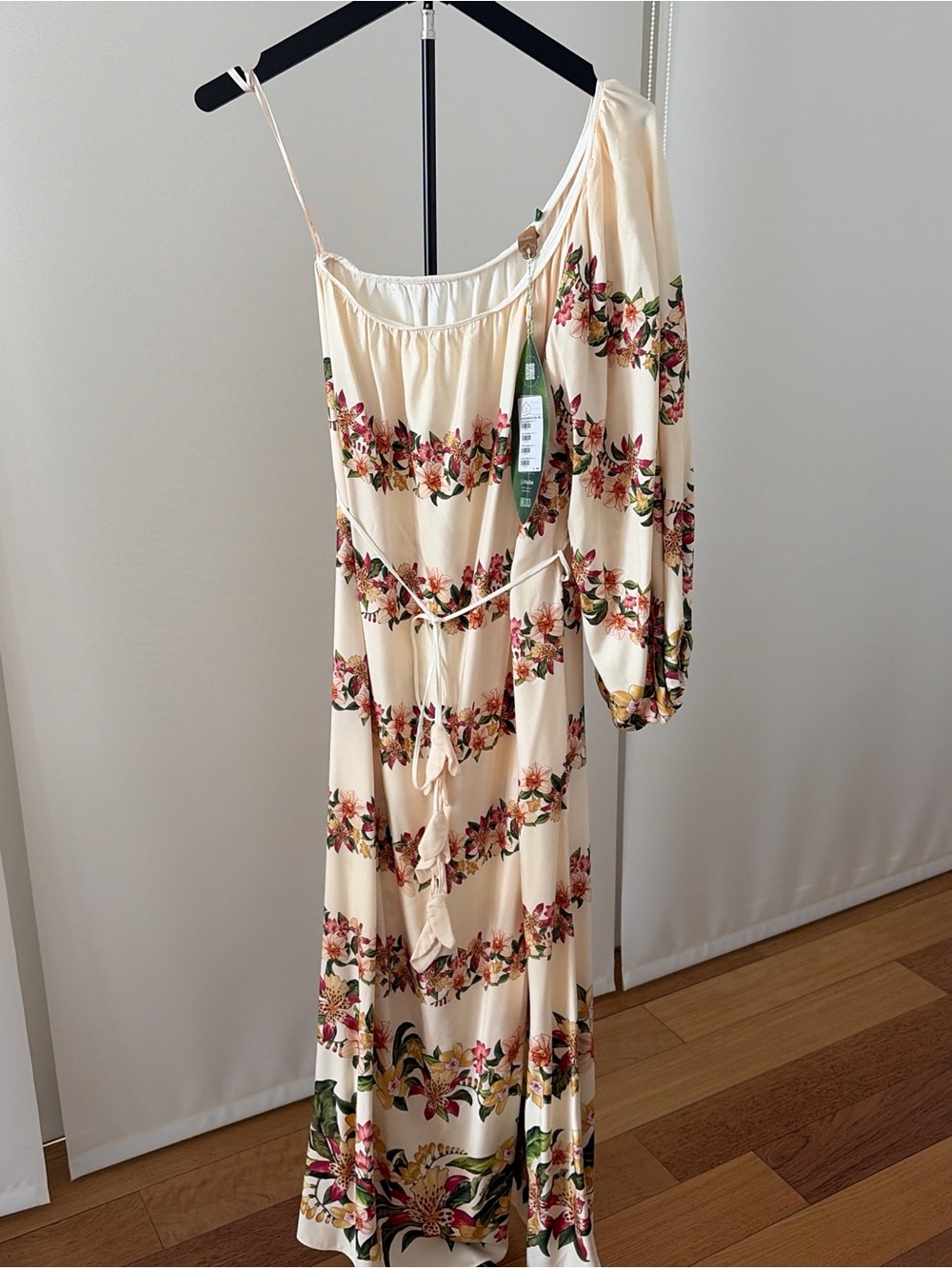 FARM Rio One-Shoulder Floral Maxi Dress in Cream NWT - Picture 3 of 13